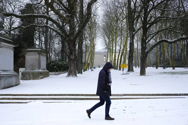 Fuertes nevadas en Bruselas, Bélgica — Foto de Stock