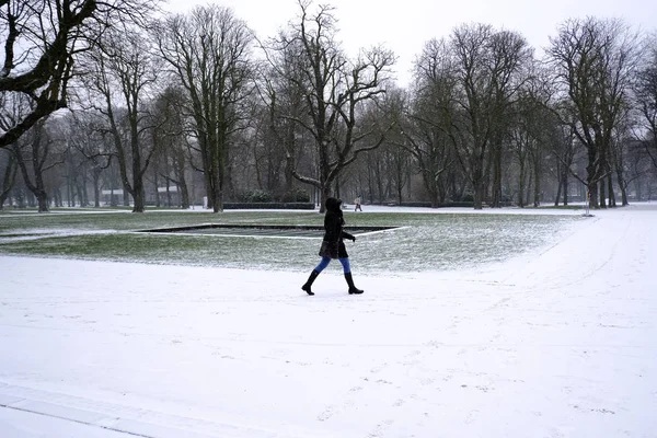 Fuertes nevadas en Bruselas, Bélgica — Foto de Stock