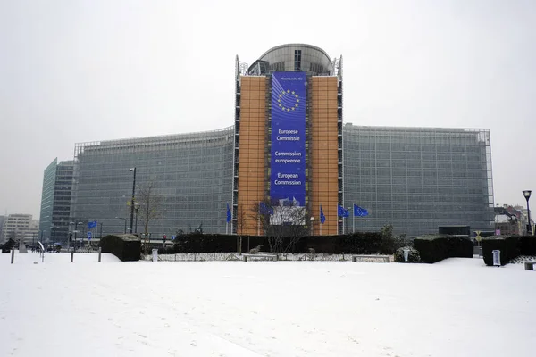 Βαριές χιονοπτώσεις στις Βρυξέλλες, Βέλγιο — Φωτογραφία Αρχείου