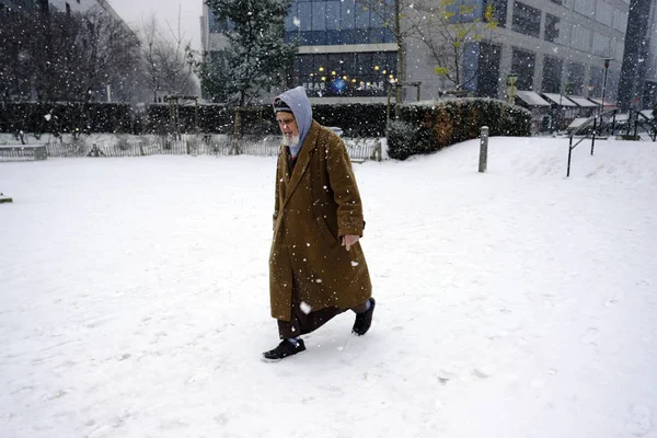 Βαριές χιονοπτώσεις στις Βρυξέλλες, Βέλγιο — Φωτογραφία Αρχείου