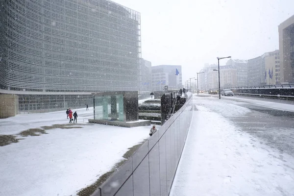 Ciężki upadek śniegu w Brukseli, Belgia — Zdjęcie stockowe