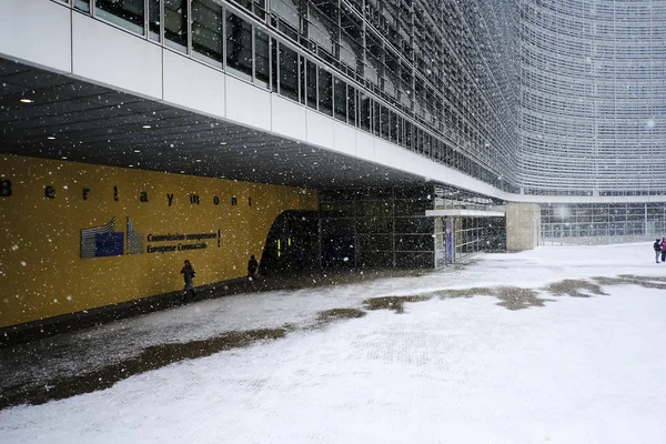 Ciężki upadek śniegu w Brukseli, Belgia — Zdjęcie stockowe