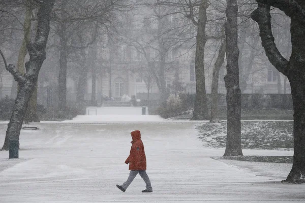 Fuertes nevadas en Bruselas, Bélgica — Foto de Stock