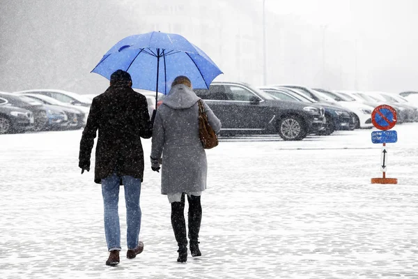 Neve pesada em Brussels, Bélgica — Fotografia de Stock