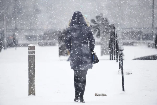 Fuertes nevadas en Bruselas, Bélgica — Foto de Stock