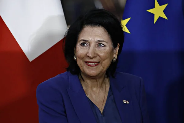 Prezydent Gruzji Salome Zurabishvili w Brukseli — Zdjęcie stockowe