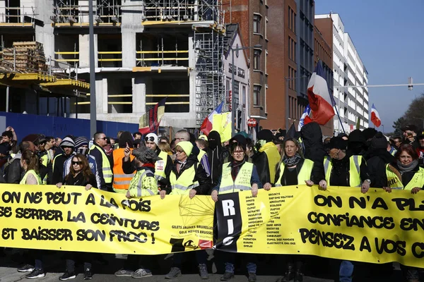 Protesta de chalecos amarillos en Bruselas, Bélgica — Foto de Stock