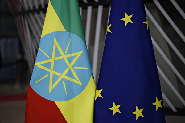 Pabiy Ahmed, minister-president van Ethiopië in Brussel, België — Stockfoto