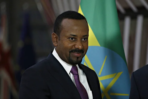 Pabiy Ahmed, primeiro-ministro da Etiópia em Bruxelas, Bélgica — Fotografia de Stock