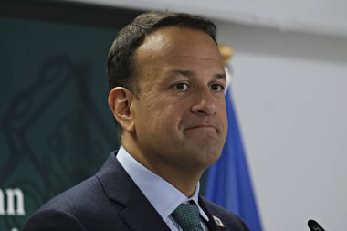 Brüksel, Belçika. 20 Haziran 2019. İrlanda Başbakanı Leo Varadkar, Avrupa Birliği zirvesi nin sonunda basın toplantısı düzenledi. 