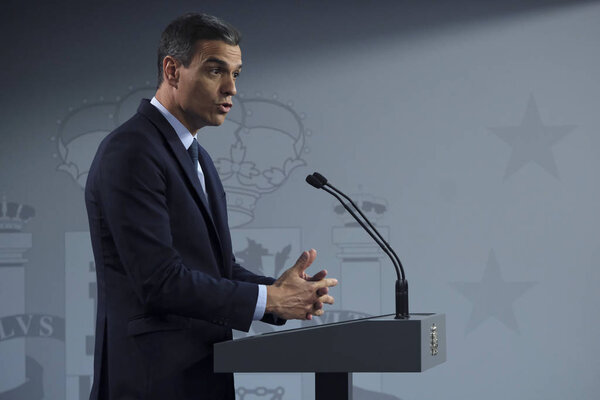 Brussels, Belgium. 20th Jul. 2019. Spanish Prime Minister Pedro Sanchez speaks during a press conference following the EU leaders summit.