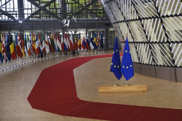 Bruselas Bélgica Mayo 2019 Banderas Construcción Del Consejo Durante Cumbre —  Fotos de Stock