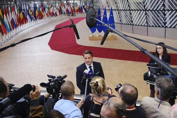 Bruselas Bélgica Mayo 2019 Primer Ministro Luxemburgo Xavier Bettel Llega —  Fotos de Stock