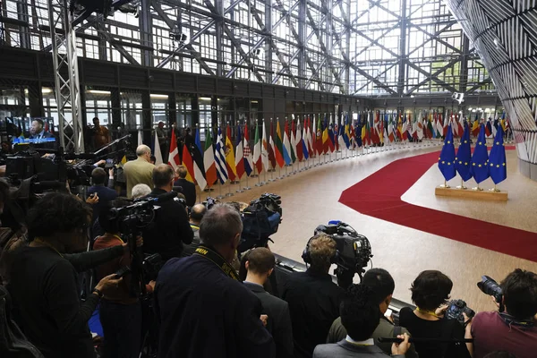 Bruksela Belgia Maja 2019 Flagi Budynku Rady Podczas Szczytu — Zdjęcie stockowe