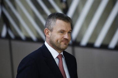 Brüksel, Belçika. 28 Mayıs 2019.Slovakya Başbakanı Peter Pellegrini Avrupa Birliği (Ab) zirvesi için Avrupa Birliği Genel Merkezi'ne geldi.