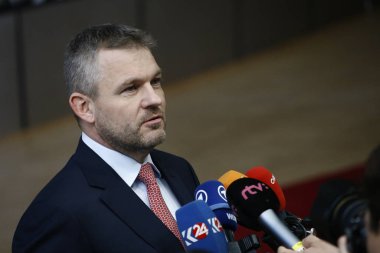 Brüksel, Belçika. 28 Mayıs 2019.Slovakya Başbakanı Peter Pellegrini Avrupa Birliği (Ab) zirvesi için Avrupa Birliği Genel Merkezi'ne geldi.
