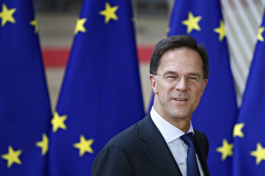 Brüksel, Belçika. 28 Mayıs 2019. Hollanda Başbakanı Mark Rutte, Avrupa Birliği (Ab) zirvesi için Avrupa Birliği Genel Merkezi'ne geldi.