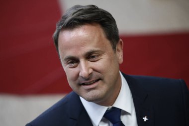 Brüksel, Belçika. 28 Mayıs 2019. Lüksemburg Başbakanı Xavier Bettel, Avrupa Birliği (Ab) zirvesi için Avrupa Birliği Genel Merkezi'ne geldi.