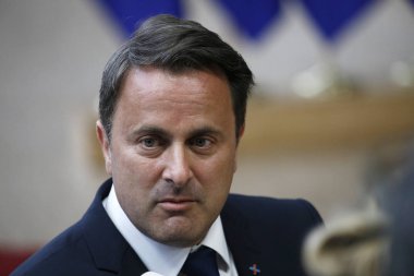 Brüksel, Belçika. 28 Mayıs 2019. Lüksemburg Başbakanı Xavier Bettel, Avrupa Birliği (Ab) zirvesi için Avrupa Birliği Genel Merkezi'ne geldi.