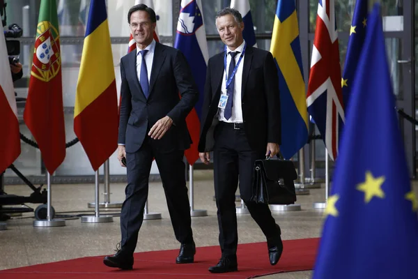 Brüksel, Belçika. 28 Mayıs 2019. Hollanda Başbakanı Mark Rutte, Avrupa Birliği (Ab) zirvesi için Avrupa Birliği Genel Merkezi'ne geldi.