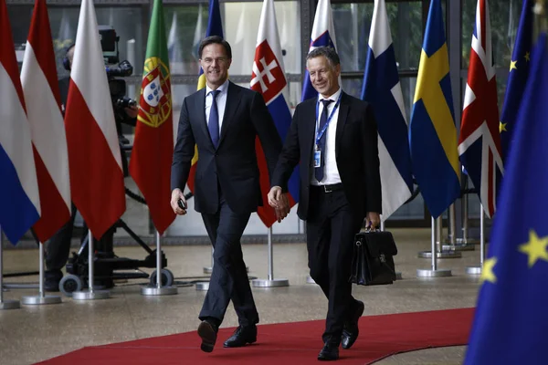 Brüksel, Belçika. 28 Mayıs 2019. Hollanda Başbakanı Mark Rutte, Avrupa Birliği (Ab) zirvesi için Avrupa Birliği Genel Merkezi'ne geldi.