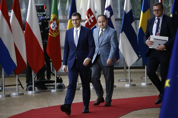 Bruselas Bélgica Mayo 2019 Primer Ministro Polonia Mateusz Morawiecki Llega —  Fotos de Stock