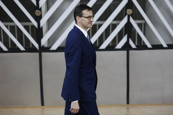 Brüsszel Belgium Május 2019 Lengyelország Miniszterelnöke Mateusz Morawiecki Érkezik Európai — Stock Fotó