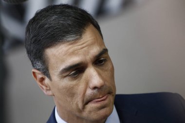 Brüksel, Belçika. 28 Mayıs 2019. İspanya Başbakanı Pedro Sanchez, Avrupa Birliği (Ab) zirvesi için Avrupa Birliği Genel Merkezi'ne geldi.