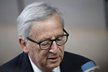 Brüksel, Belçika. 28 Mayıs 2019. Avrupa Komisyonu Başkanı Jean-Claude Juncker, Avrupa Birliği (Ab) zirvesi için Avrupa Birliği Genel Merkezi'ne geldi.