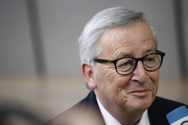 Brüksel, Belçika. 28 Mayıs 2019. Avrupa Komisyonu Başkanı Jean-Claude Juncker, Avrupa Birliği (Ab) zirvesi için Avrupa Birliği Genel Merkezi'ne geldi.