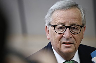 Brüksel, Belçika. 28 Mayıs 2019. Avrupa Komisyonu Başkanı Jean-Claude Juncker, Avrupa Birliği (Ab) zirvesi için Avrupa Birliği Genel Merkezi'ne geldi.