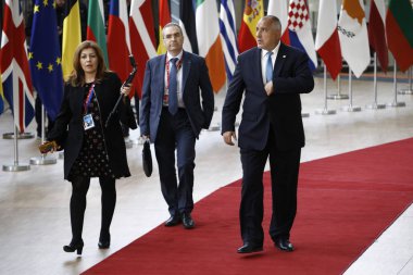 Brüksel, Belçika. 28 Mayıs 2019.Bulgaristan Başbakanı Boyko Borissov Avrupa Birliği (Ab) zirvesi için Avrupa Birliği Genel Merkezi'ne geldi.