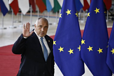 Brüksel, Belçika. 28 Mayıs 2019.Bulgaristan Başbakanı Boyko Borissov Avrupa Birliği (Ab) zirvesi için Avrupa Birliği Genel Merkezi'ne geldi.