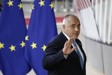 Brüksel, Belçika. 28 Mayıs 2019.Bulgaristan Başbakanı Boyko Borissov Avrupa Birliği (Ab) zirvesi için Avrupa Birliği Genel Merkezi'ne geldi.