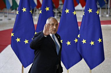 Brüksel, Belçika. 28 Mayıs 2019.Bulgaristan Başbakanı Boyko Borissov Avrupa Birliği (Ab) zirvesi için Avrupa Birliği Genel Merkezi'ne geldi.