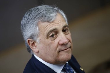 Brüksel, Belçika. 28 Mayıs 2019.Avrupa Parlamentosu Başkanı Antonio Tajani Avrupa Birliği (Ab) zirvesi için Avrupa Birliği Genel Merkezi'ne geldi.