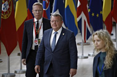 Brüksel, Belçika. 28 Mayıs 2019.Danimarka Başbakanı Lars Lokke Rasmussen Avrupa Birliği (Ab) zirvesi için Avrupa Birliği Genel Merkezi'ne geldi.