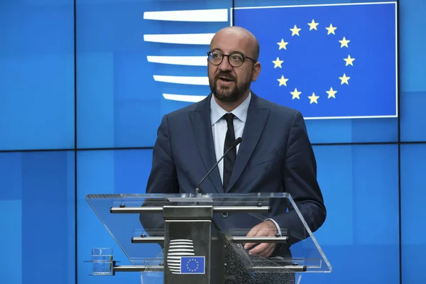 Primo Ministro Belga Charles Michel Parla Durante Una Conferenza Stampa — Foto Stock