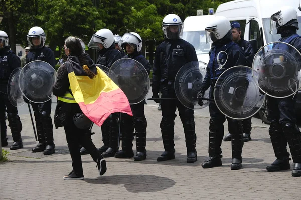 Протест против жёлтых жилетов в Брюсселе — стоковое фото