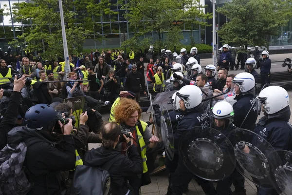 Protest żółtych kamizelki w Brukseli, Belgia — Zdjęcie stockowe