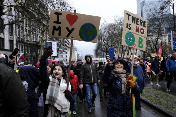 Protest proti podnebí v Bruselu, Belgii — Stock fotografie