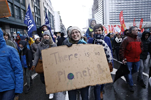 Protest dla klimatu w Brukseli, Belgia — Zdjęcie stockowe