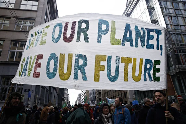 Protest dla klimatu w Brukseli, Belgia — Zdjęcie stockowe