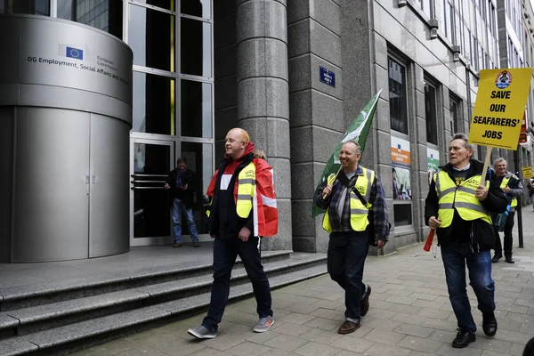 Manifestación de protesta de representantes europeos del sector del transporte Tr — Foto de Stock