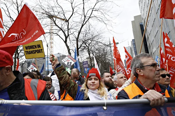 Manifestación de protesta de representantes europeos del sector del transporte Tr — Foto de Stock