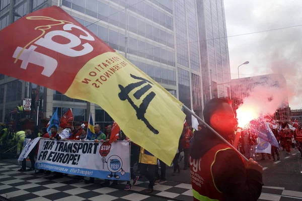 Protest rally för Europeiska representanter för transportsektorn tr — Stockfoto