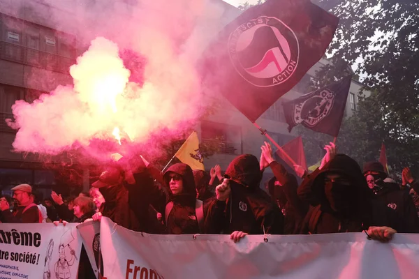 Bruksela Belgia Maja 2019 Protestujących Trzyma Znaki Krzyczy Sloguns Podczas — Zdjęcie stockowe