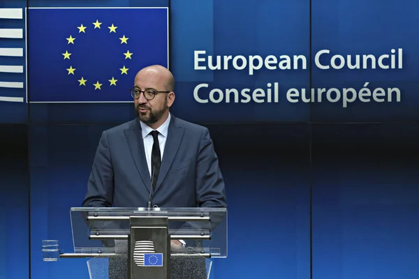 Primo Ministro Belga Charles Michel Tiene Una Conferenza Stampa Dopo — Foto Stock