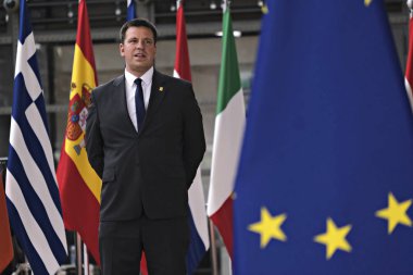 Brüksel, Belçika. 30 Haziran 2019. Estonya Başbakanı Juri Ratas, Avrupa Birliği (Ab) zirvesi için Avrupa Birliği Genel Merkezi'ne geldi.