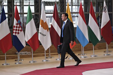 Brüksel, Belçika. 30 Haziran 2019. İrlanda Başbakanı Leo Varadkar Avrupa Birliği zirvesine katılacak. 
